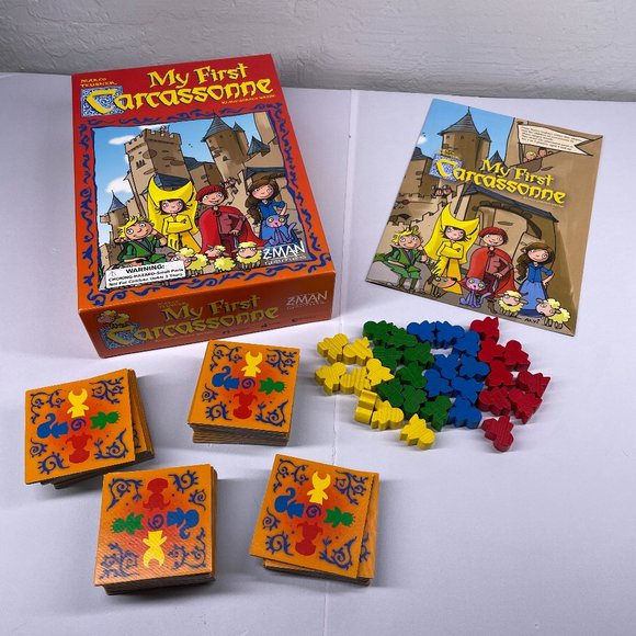 ZMan Games My First Carcassonne Board Game Zman Meeple Tile Building Complete Poshmark